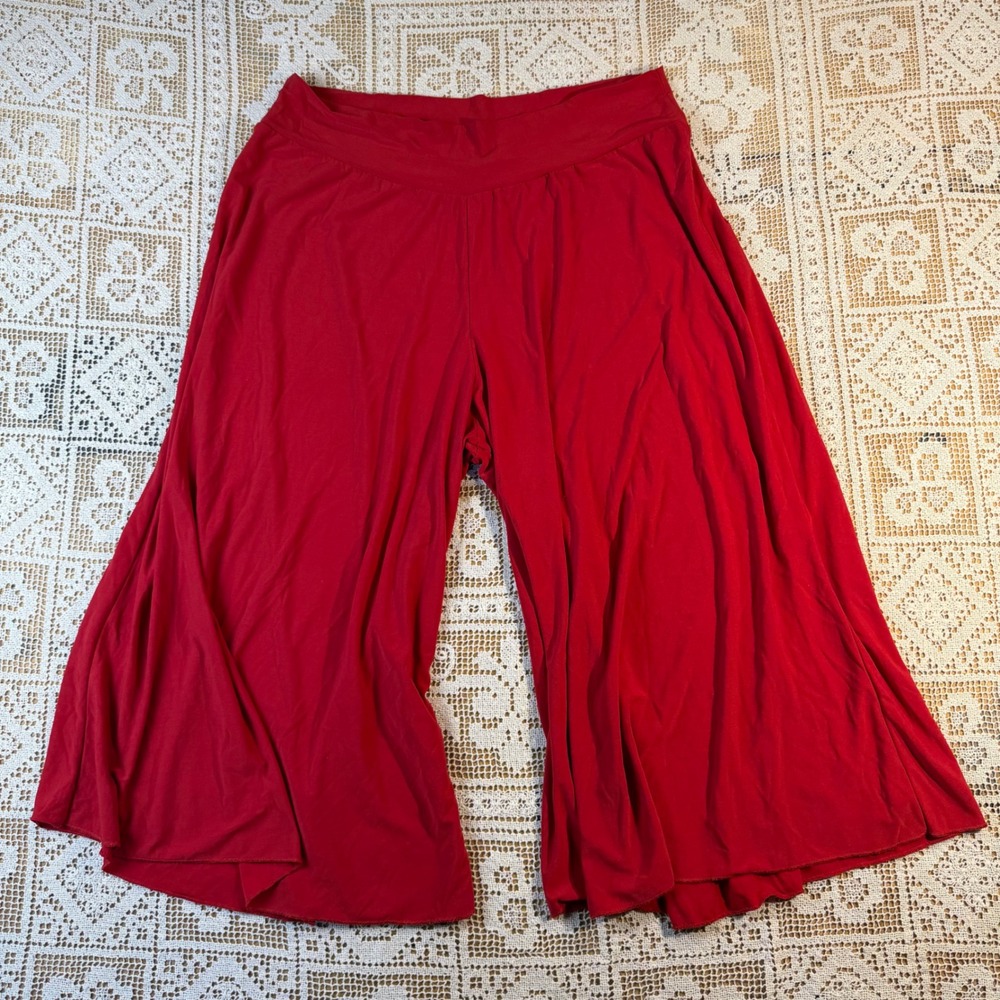 One Heart Red Gaucho Pants Wide Leg Culottes Y2K Vintage USA Made Plus Size 1X